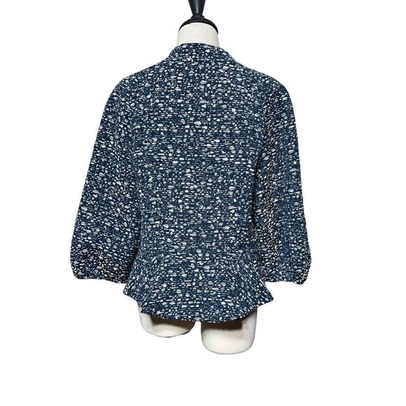 Badgley Mischka Wide Sleeve Moc Turtleneck Blazer Blue Geometric Print Size 10 - Picture 5 of 7